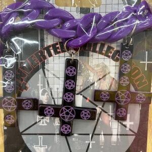Kreepsville 666 Purple Inverted Cross Pentagram Bracelet